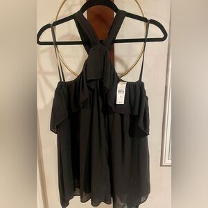 LOFT Black Ruffle Halter Top